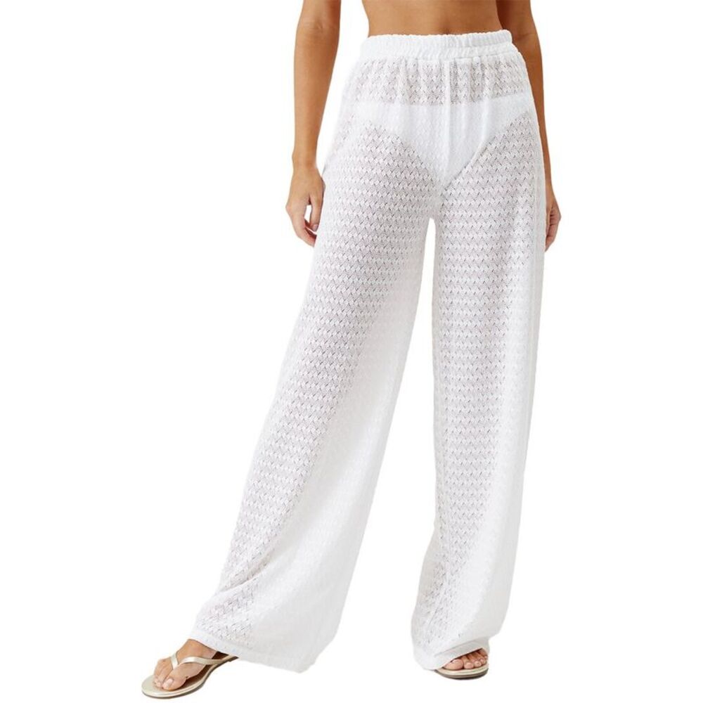Melissa Odabash White Crochet Wide-Leg Swim Coverup Pants